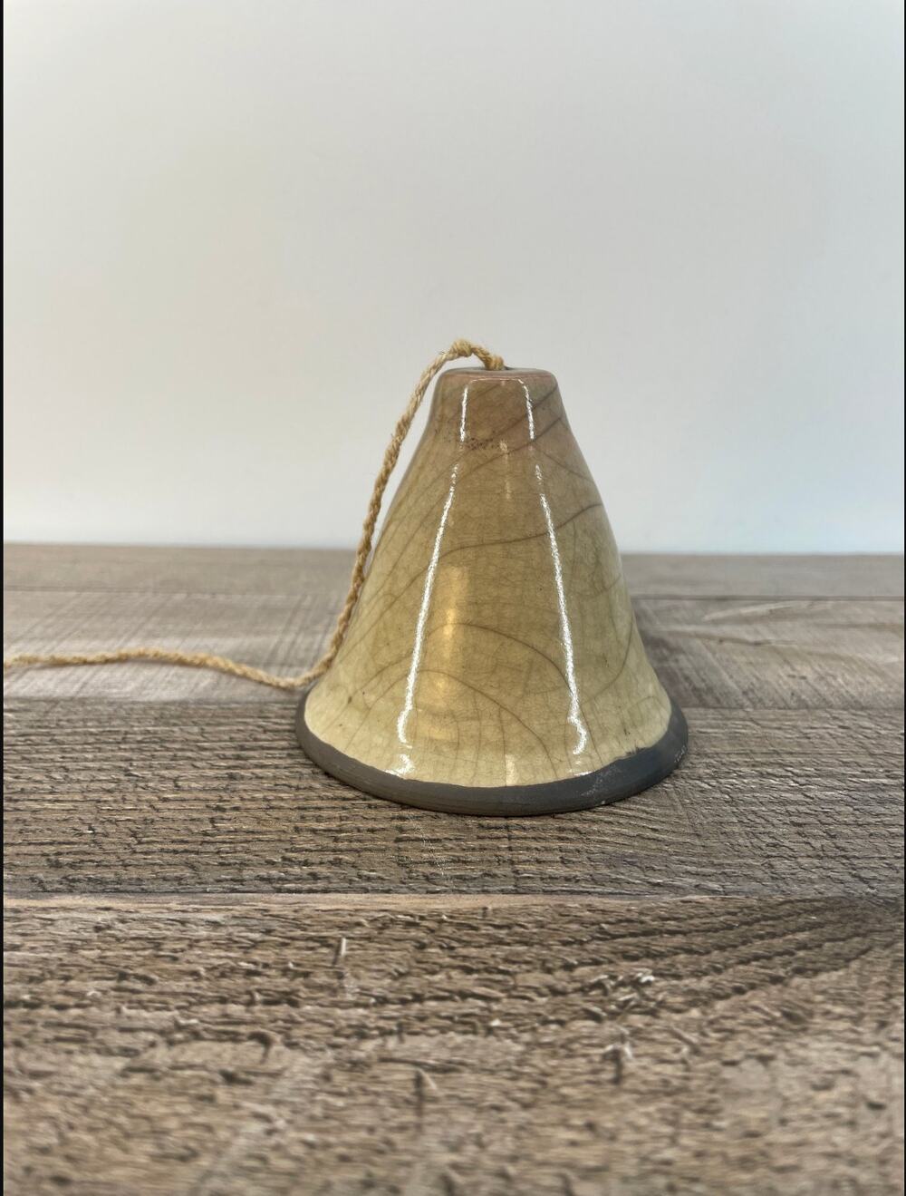 Vintage Studio Pottery Bell Crackle Glaze Ceramic Clay Clapper Handmade